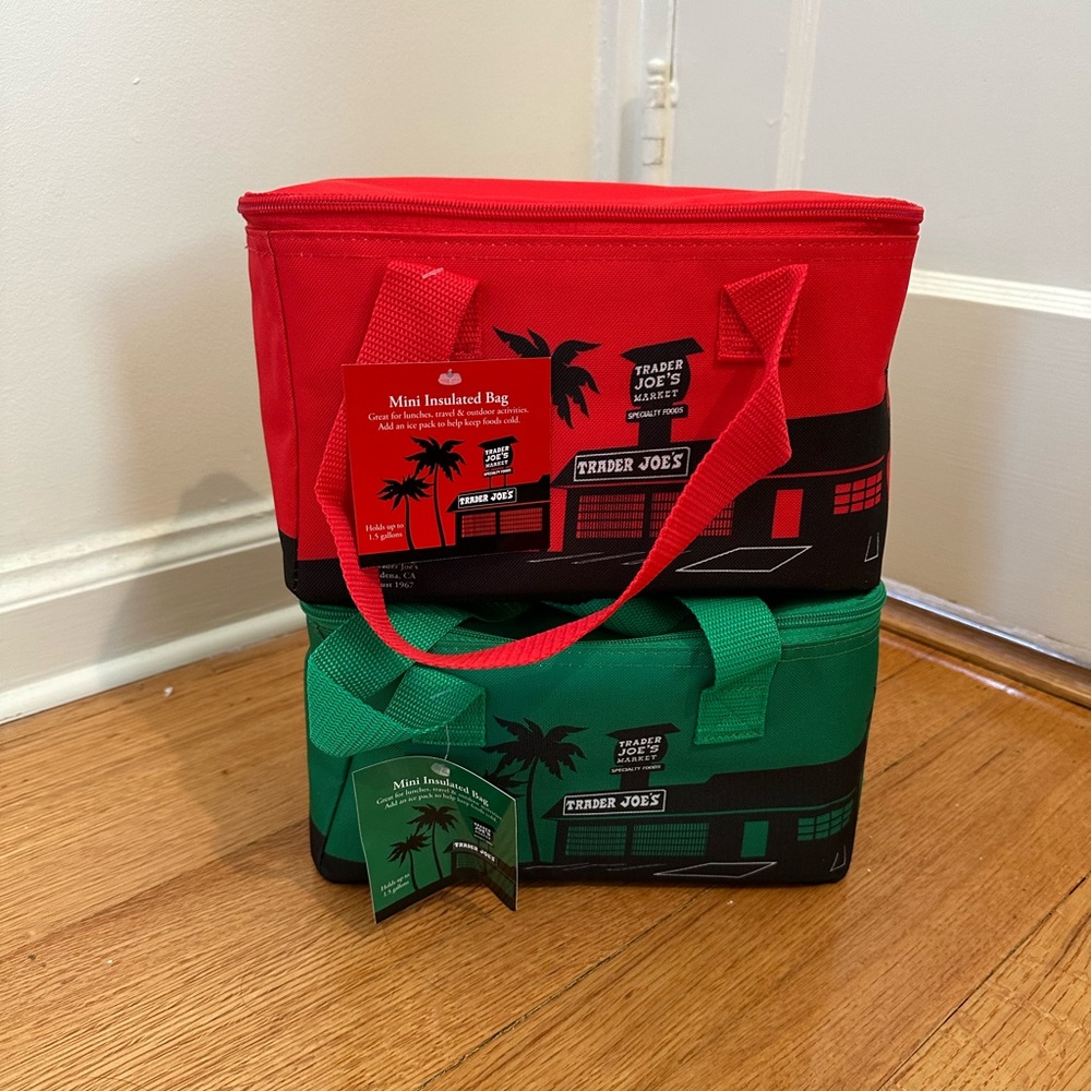 Set of 2 Trader Joe’s Mini Cooler Bags Red and Green